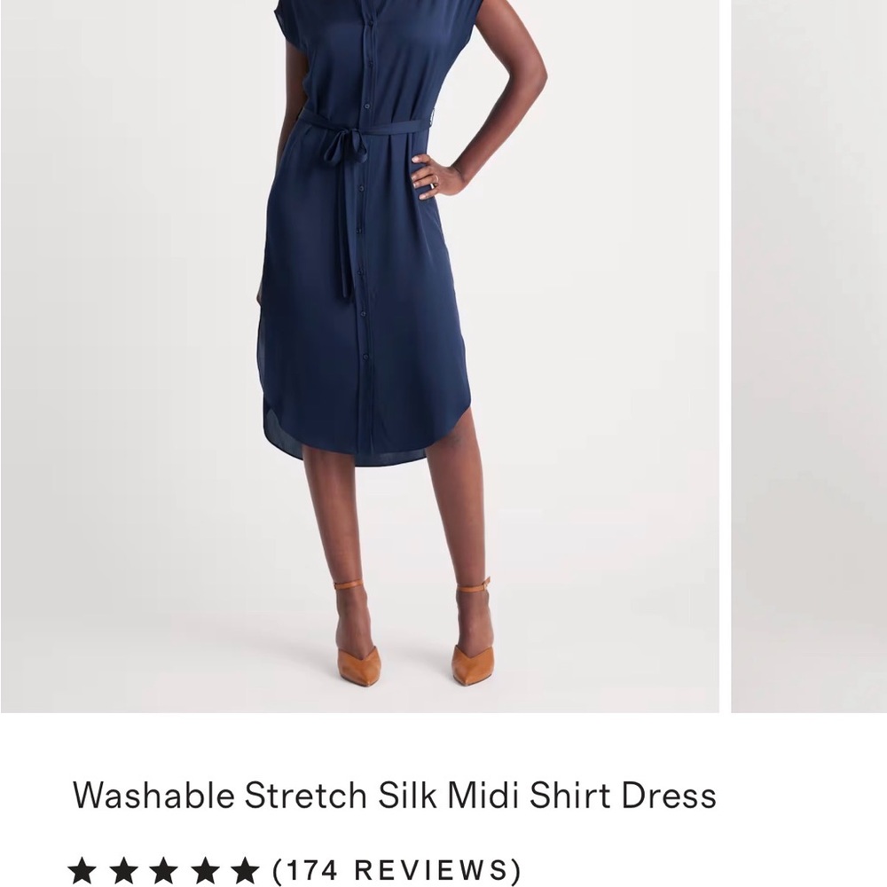 Quince Washable Stretch Silk Midi Shirt Dress